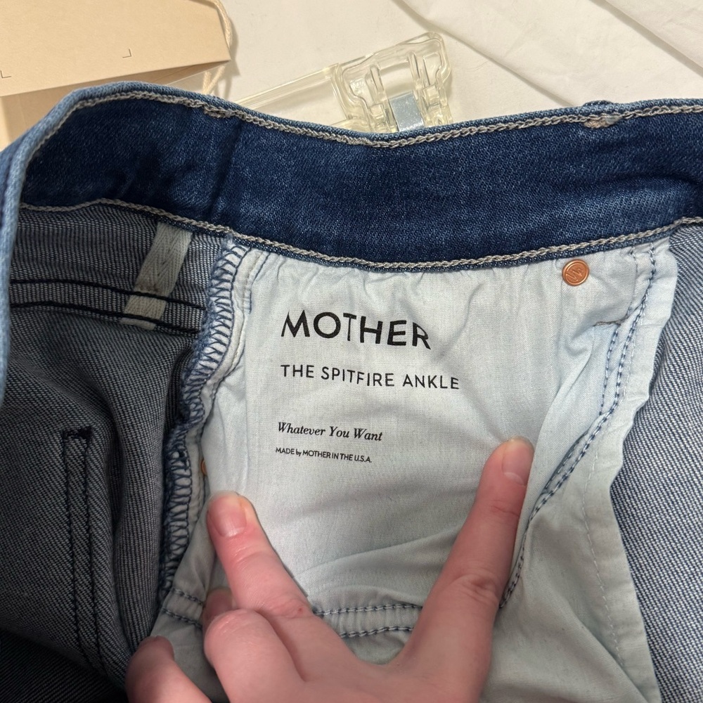MOTHER Straight-Leg Jeans in Mid Blue Wash - Picture 4 of 8
